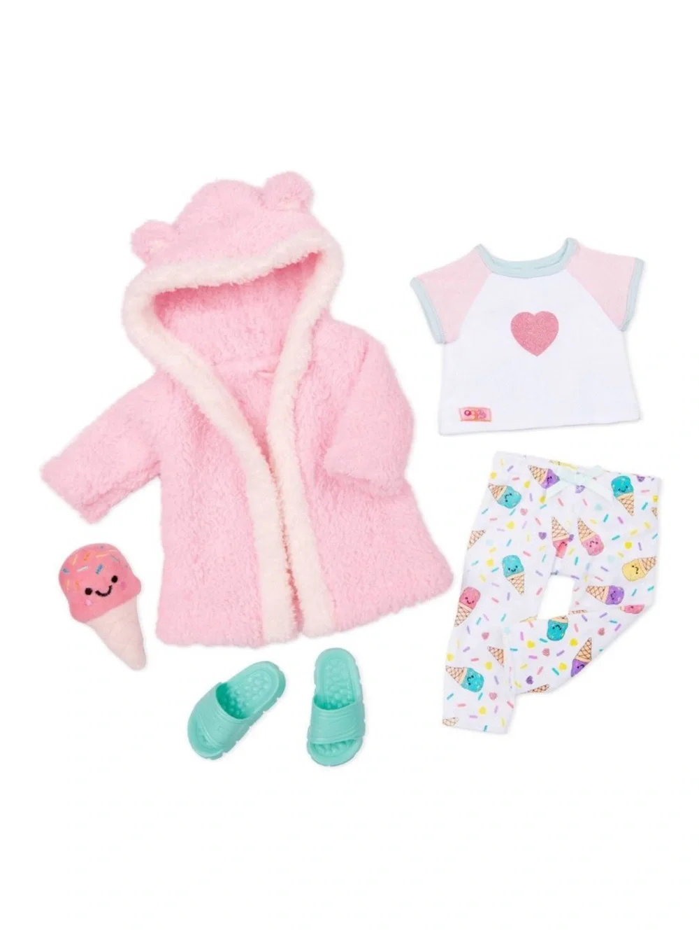 Our Generation Ice Cream Dreams Pink Plush Pajama Set for 18-inch Dolls